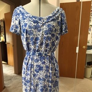 Vintage Blue Floral Dress